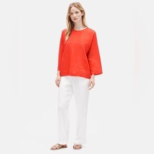 Eileen Fisher Organic Handkerchief Linen Round Neck Box-Top Size Large